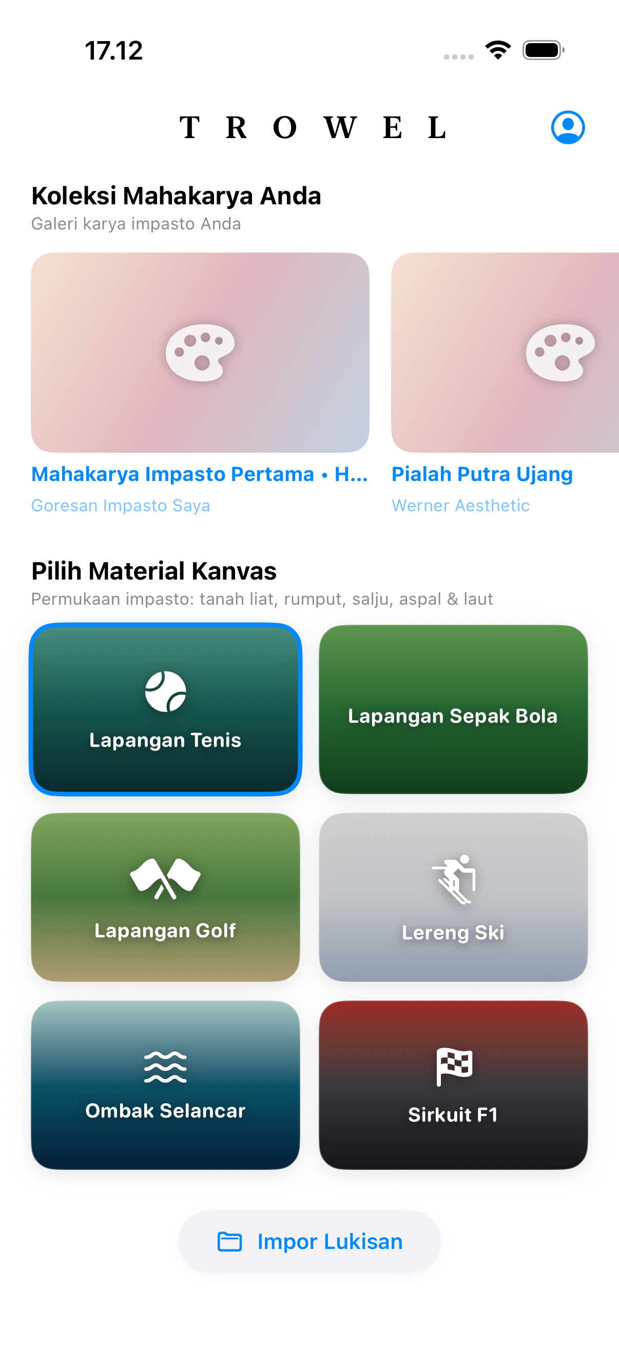 Sculpta home screen